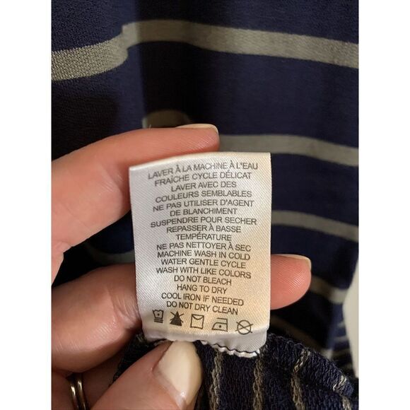 Fleur Bleue Dress Shift Striped Navy Blue Green Women's Medium M - Picture 4 of 5